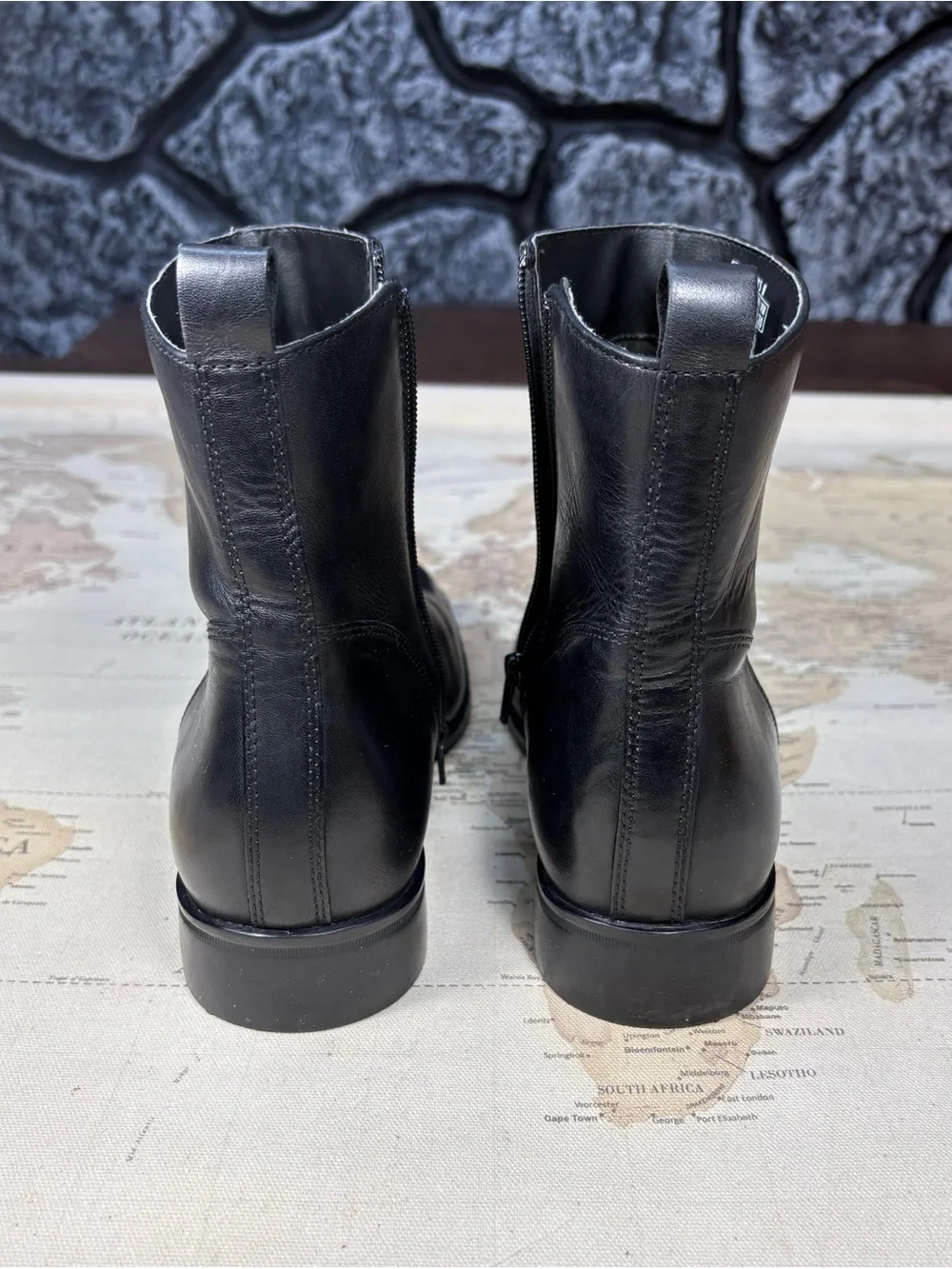 Mens Leather Boots Rockport Toloni K70048 Black Side Zip Sz 10 Casual-Dress EUC